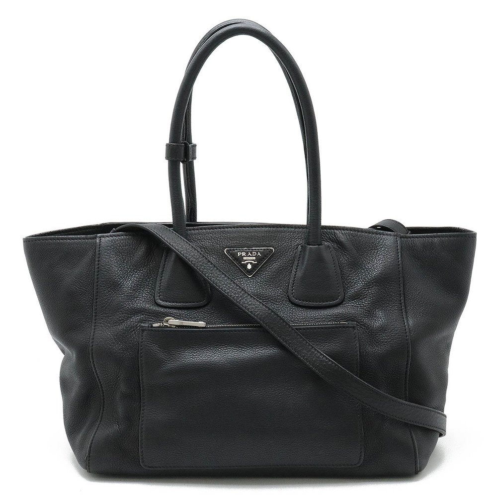 Prada Tote Tessuto Saffiano Bag Crossbody Leather NERO Black